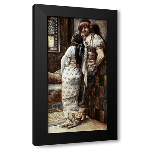 Samson and His Wife Black Modern Wood Framed Art Print by Tissot, James