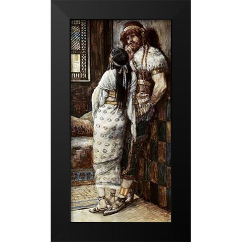 Samson and His Wife Black Modern Wood Framed Art Print by Tissot, James
