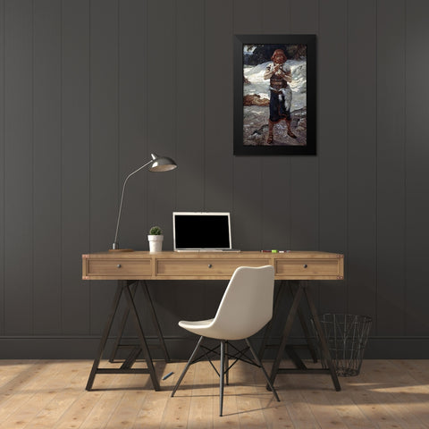 Samson Eats The Honey Black Modern Wood Framed Art Print by Tissot, James
