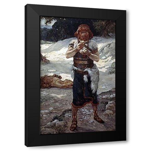 Samson Eats The Honey Black Modern Wood Framed Art Print by Tissot, James