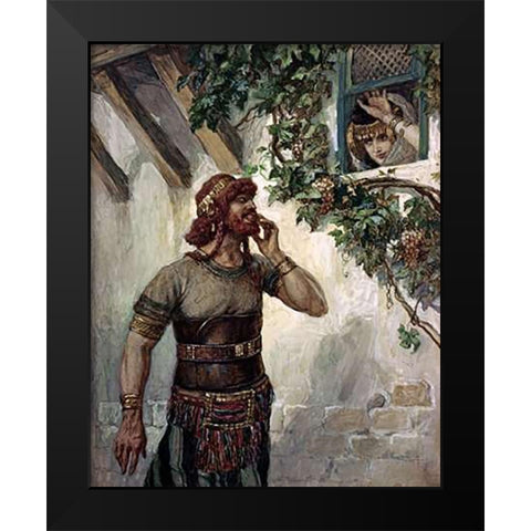 Samson Seeth Delilah at Her Window Black Modern Wood Framed Art Print by Tissot, James