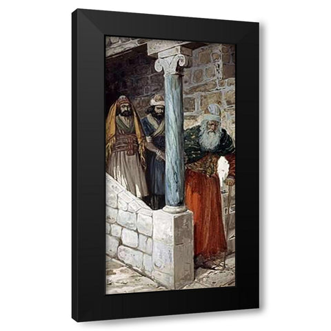 Samuel and His Two Sons Black Modern Wood Framed Art Print with Double Matting by Tissot, James