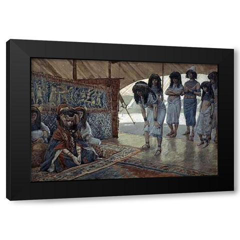 Sarah (Sarai) Is Taken To Pharaohs Palace Black Modern Wood Framed Art Print by Tissot, James