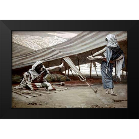 Sarah (Sarai) Sends Hagar Away Black Modern Wood Framed Art Print by Tissot, James
