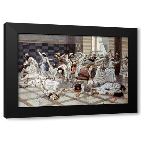 Saul Commands Doeg To Slay The Priests Black Modern Wood Framed Art Print with Double Matting by Tissot, James