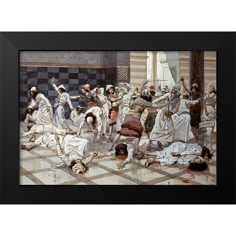 Saul Commands Doeg To Slay The Priests Black Modern Wood Framed Art Print by Tissot, James