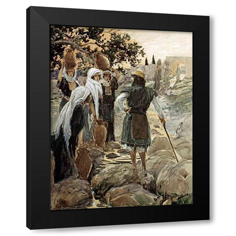 Saul Questions The Young Maidens Black Modern Wood Framed Art Print by Tissot, James