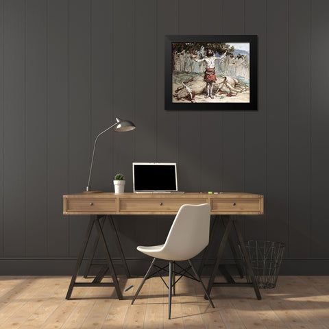 Saul Sacrifices The Oxen Black Modern Wood Framed Art Print by Tissot, James