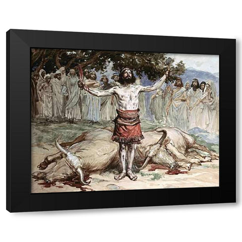 Saul Sacrifices The Oxen Black Modern Wood Framed Art Print by Tissot, James