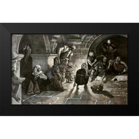Second Denial of Peter Black Modern Wood Framed Art Print by Tissot, James Jacques