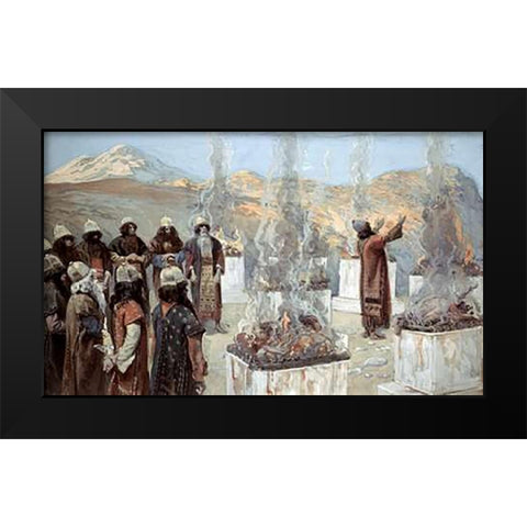 Seven Alters of Balaam Black Modern Wood Framed Art Print by Tissot, James