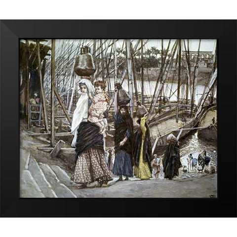 Sojourn In Egypt Black Modern Wood Framed Art Print by Tissot, James