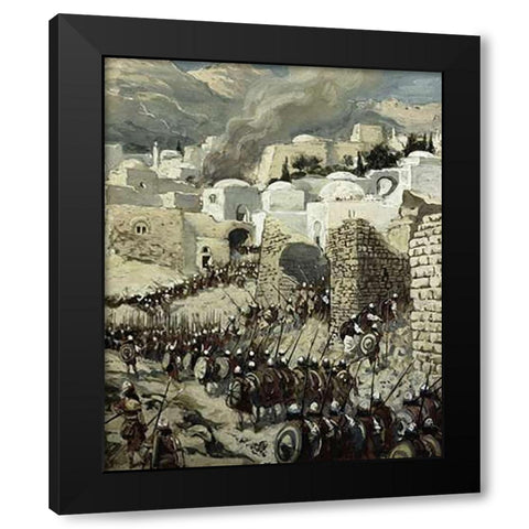 Taking of Jericho Black Modern Wood Framed Art Print with Double Matting by Tissot, James