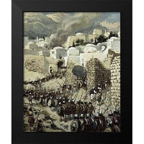 Taking of Jericho Black Modern Wood Framed Art Print by Tissot, James