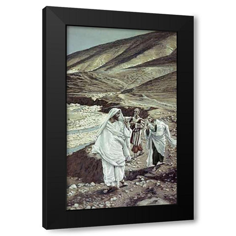 The Calling of Andrew and John Black Modern Wood Framed Art Print with Double Matting by Tissot, James