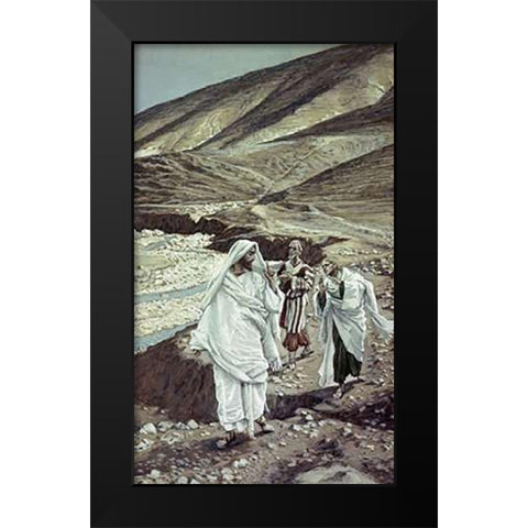 The Calling of Andrew and John Black Modern Wood Framed Art Print by Tissot, James