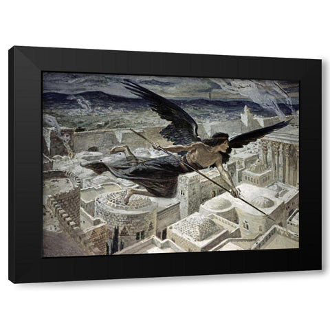 The Slaying of the Assyrians Black Modern Wood Framed Art Print with Double Matting by Tissot, James Jacques