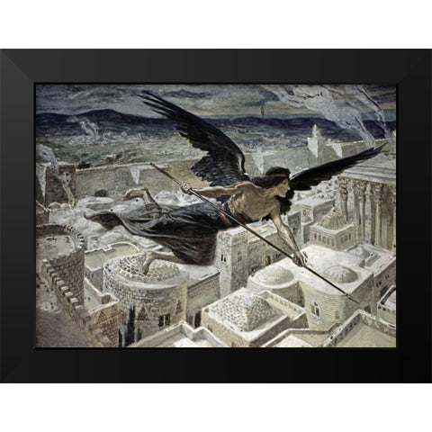 The Slaying of the Assyrians Black Modern Wood Framed Art Print by Tissot, James Jacques
