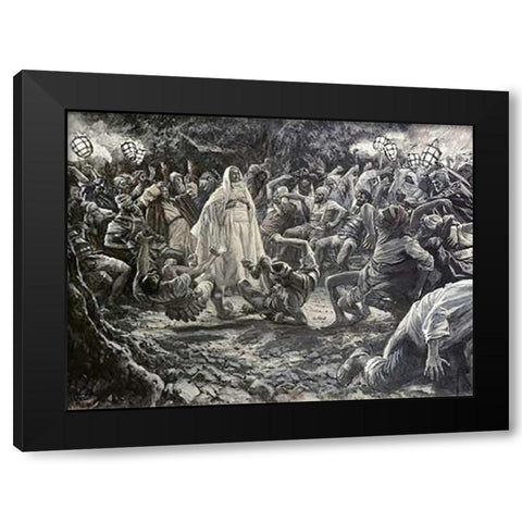 They Went Backward and Fell To The Ground Black Modern Wood Framed Art Print with Double Matting by Tissot, James