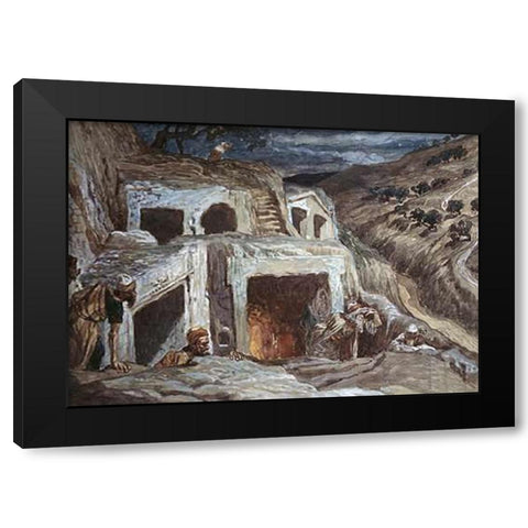 Those That Dwell In The Sepulchers Black Modern Wood Framed Art Print with Double Matting by Tissot, James