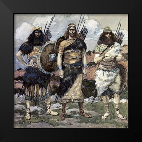 Three of Davids Captains Black Modern Wood Framed Art Print by Tissot, James