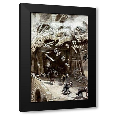 Tower of Siloam Black Modern Wood Framed Art Print with Double Matting by Tissot, James