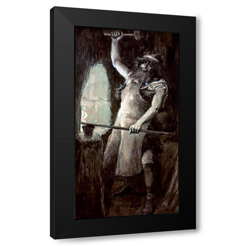 Tubal-Cain Black Modern Wood Framed Art Print with Double Matting by Tissot, James