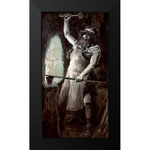 Tubal-Cain Black Modern Wood Framed Art Print by Tissot, James