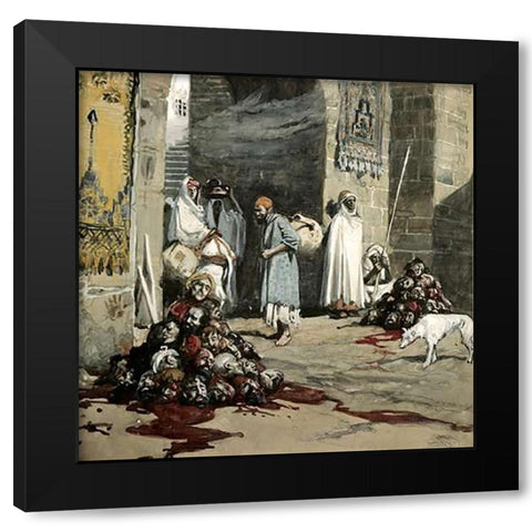 Two Heaps of Skulls at The City Gate Black Modern Wood Framed Art Print with Double Matting by Tissot, James