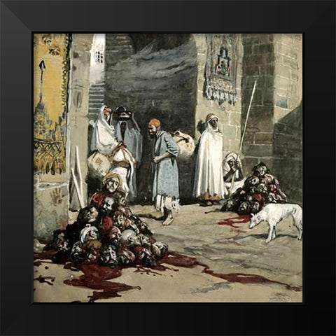 Two Heaps of Skulls at The City Gate Black Modern Wood Framed Art Print by Tissot, James