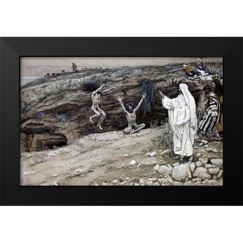 Two Men Vintagesessed With Devils Black Modern Wood Framed Art Print by Tissot, James