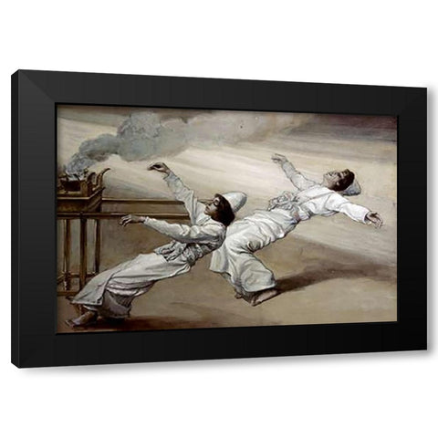 Two Priests Are Destroyed Black Modern Wood Framed Art Print with Double Matting by Tissot, James