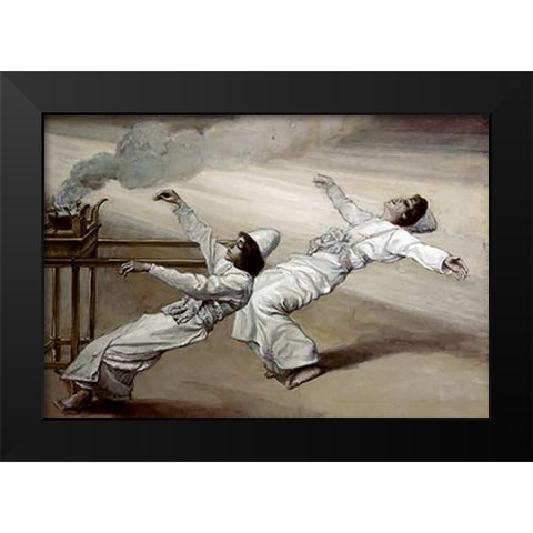 Two Priests Are Destroyed Black Modern Wood Framed Art Print by Tissot, James