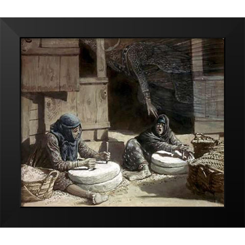 Two Women at The Mill Black Modern Wood Framed Art Print by Tissot, James