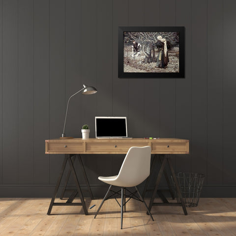 Vine Dresser and The Fig Tree Black Modern Wood Framed Art Print by Tissot, James