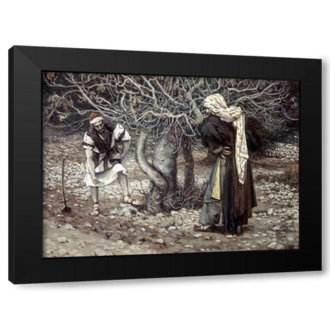 Vine Dresser and The Fig Tree Black Modern Wood Framed Art Print with Double Matting by Tissot, James