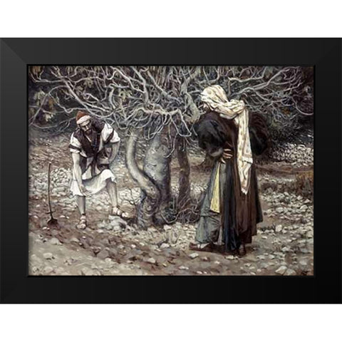 Vine Dresser and The Fig Tree Black Modern Wood Framed Art Print by Tissot, James