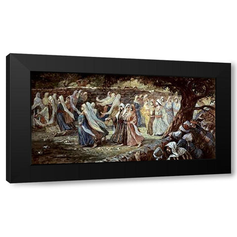 Virgins of Shiloh Surprised Black Modern Wood Framed Art Print by Tissot, James