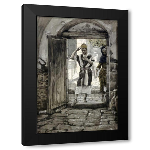 When Ye Come Into a House Salute It Black Modern Wood Framed Art Print with Double Matting by Tissot, James Jacques