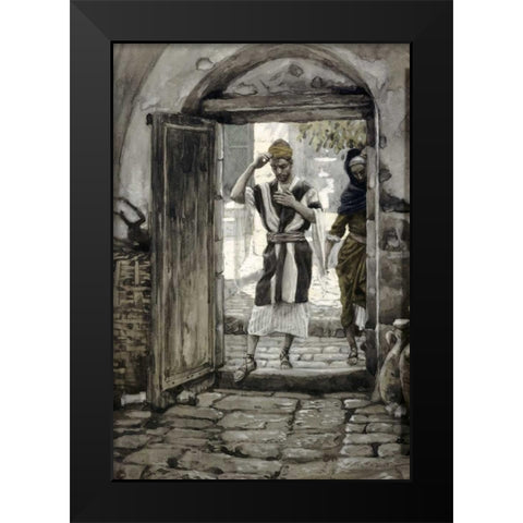When Ye Come Into a House Salute It Black Modern Wood Framed Art Print by Tissot, James Jacques