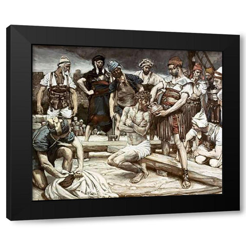 Wine Mixed With Myrrh Black Modern Wood Framed Art Print with Double Matting by Tissot, James