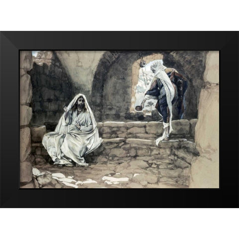 Woman of Samaria at The Well Black Modern Wood Framed Art Print by Tissot, James Jacques