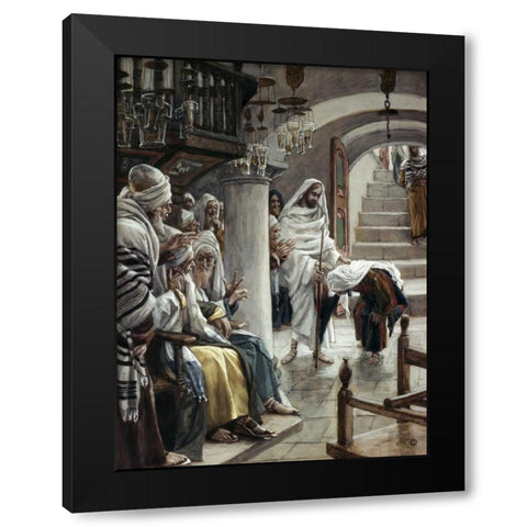 Woman Who Had An Infirmity 18 Years Black Modern Wood Framed Art Print with Double Matting by Tissot, James Jacques