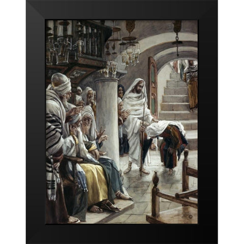 Woman Who Had An Infirmity 18 Years Black Modern Wood Framed Art Print by Tissot, James Jacques