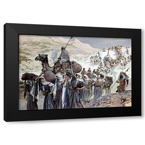 Women of Ziklag Taken Into Captivity Black Modern Wood Framed Art Print by Tissot, James