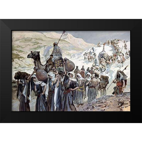 Women of Ziklag Taken Into Captivity Black Modern Wood Framed Art Print by Tissot, James