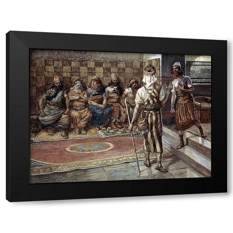 Young Prophet Before The Council Black Modern Wood Framed Art Print by Tissot, James