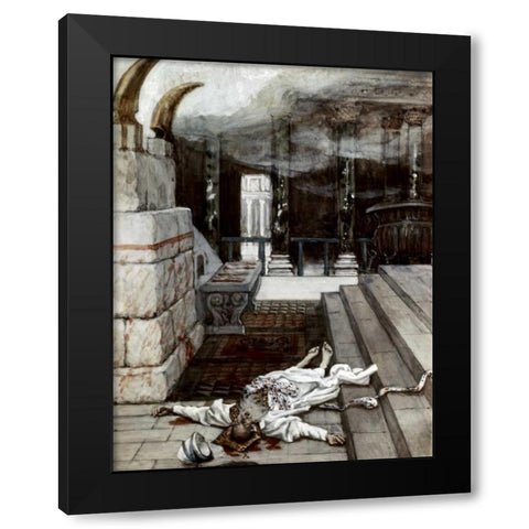 Zacharias Killed Between The Temple and The Altar Black Modern Wood Framed Art Print by Tissot, James Jacques