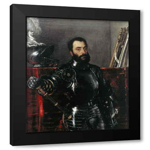Portrait of Francesco Maria Della Rovere, Duke of Urbino Black Modern Wood Framed Art Print with Double Matting by Titian