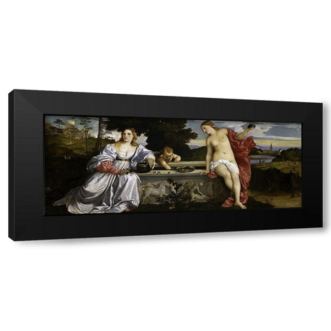 Sacred and Profane Love Black Modern Wood Framed Art Print with Double Matting by Titian